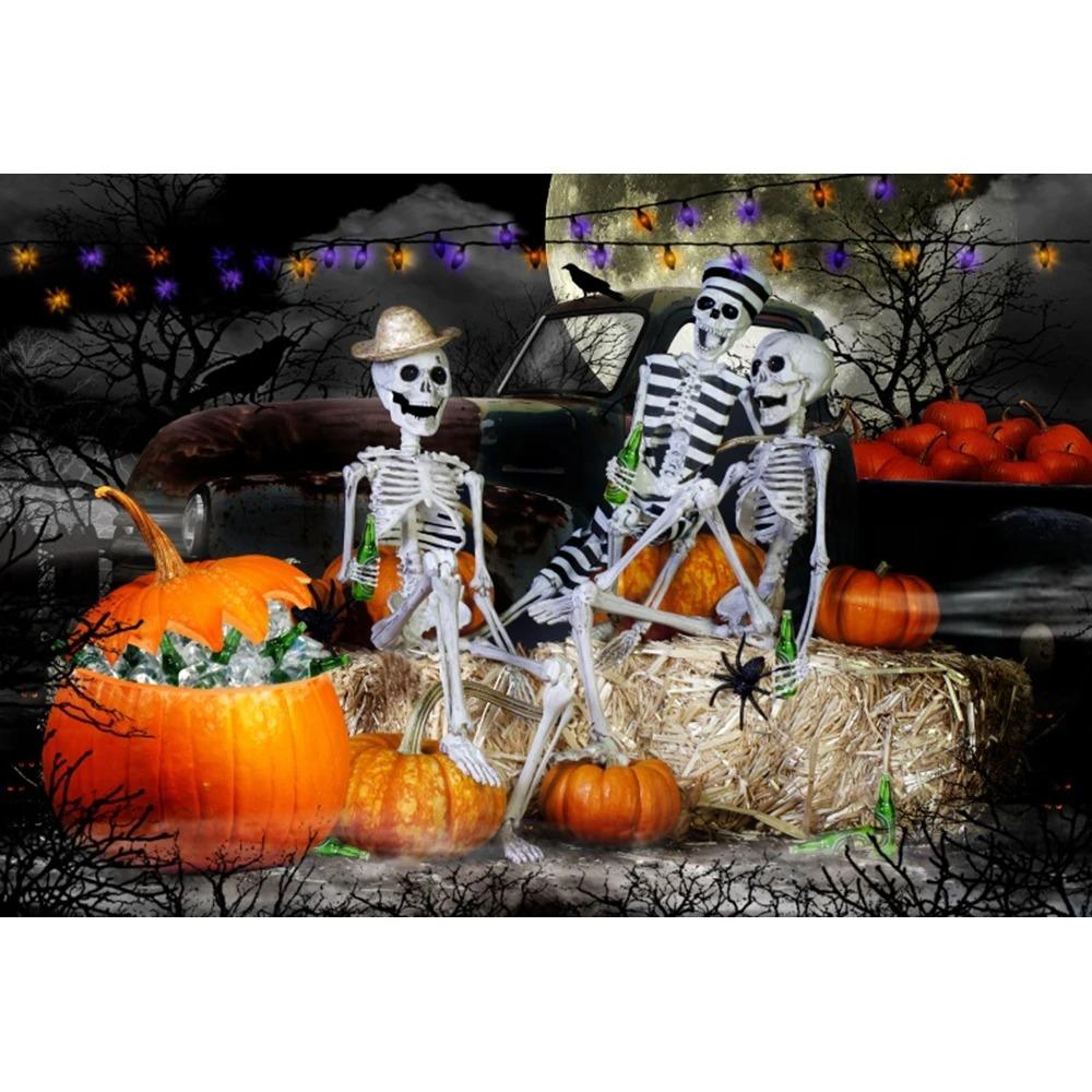 Halloween Party Decoration Hanging Cloth Pumpkin Witch Bat Castle Full Moon Night Photography Background Not Room Decoration