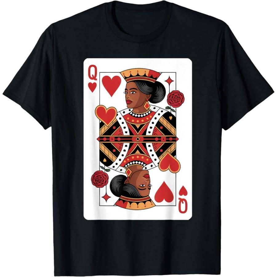 Черная королева червей карточная игра гордая черная женщина футболка(3) S
