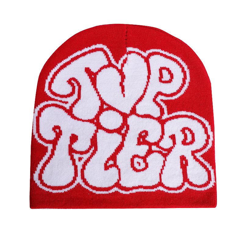 New Y2K Jacquard Letter Bean Hat Winter Cold Protection and Warmth Knitted Knitted Cold Hat for Men and Women
