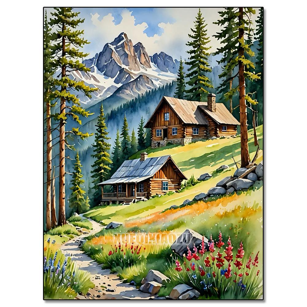 Akvarelllandskap Växtserie Diamantkonstmålning Dekoration Segelbåt Diy Full Strassmosaik Korsstygnsats Gåva