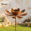 Seasonal Outdoor Bird Bath Rustic Metal Feeder with Stake, Iron Garden Stake Water Decorative Patio Bowl, Weather-Resistant Drinking Station for Yard