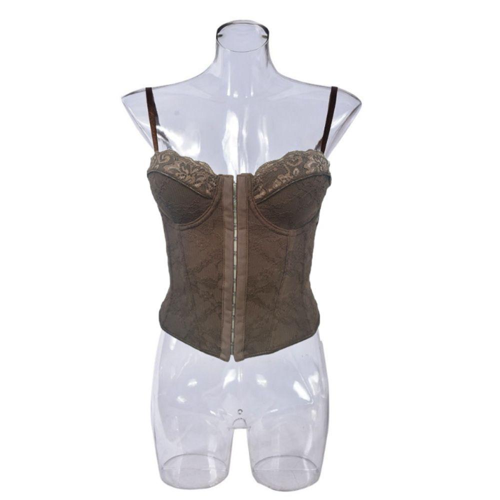 Sleeveless Lace Camisole Hollow Suspender Vest Elegant Crop Tops  Ladies