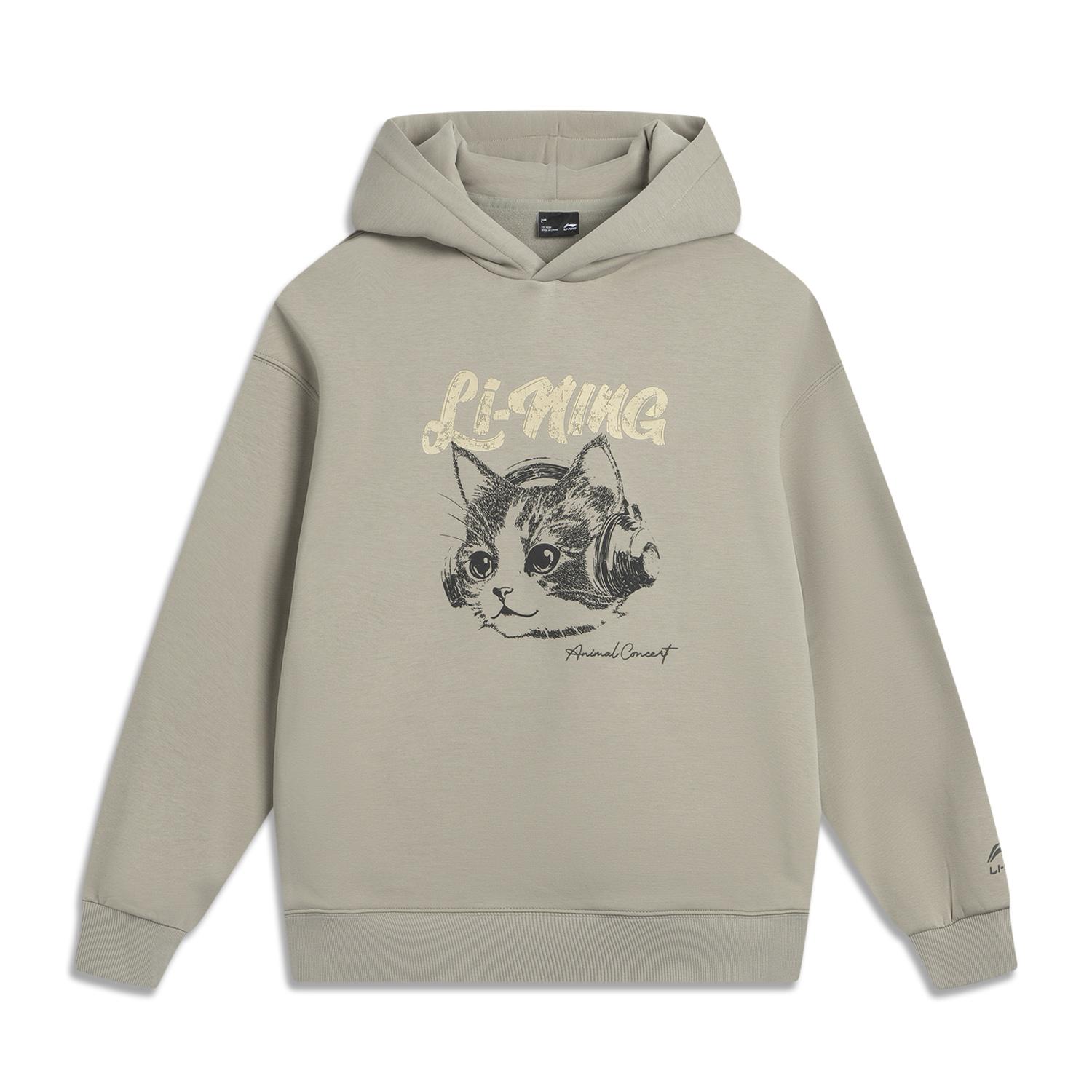 

Серия спортивного стиля жизни Li Ning, худи из флиса свободного кроя с буквенным и животным принтом, женские худи AWDVC80-2 XS