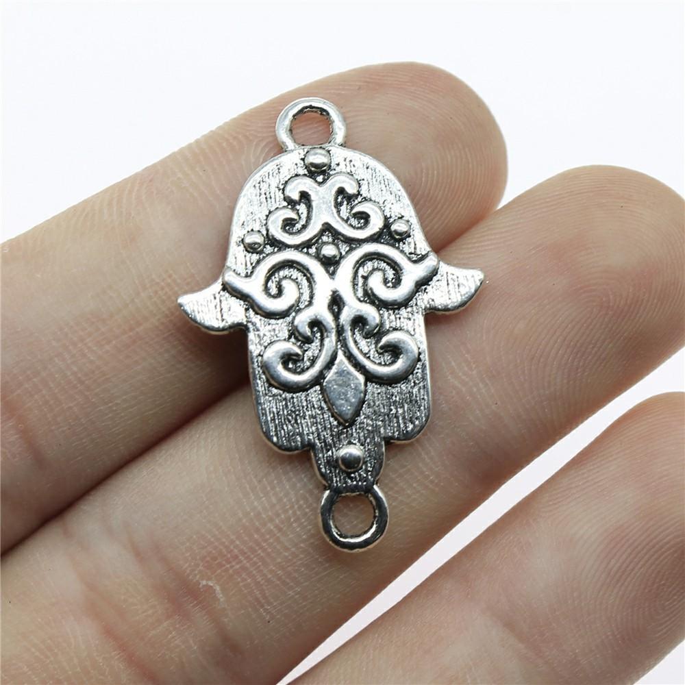 10pcs Charms Hamsa Hand Antique Silver Color Hamsa Hand Charms Pendants For Bracelets Lufthansa Hand Charms Wholesale