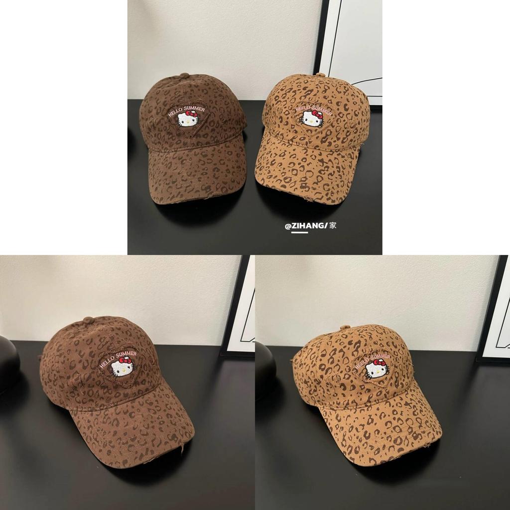 Cat Leopard Print Embroidered Baseball Cap With Adjustable Fit For Summer Sun Protection