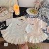 Summer Kids Girls Tees Cotton Lace T-shirt Loose Casual Sweet Short Sleeves Tops Infant Baby Girl Round Collar Tees Children Clothes