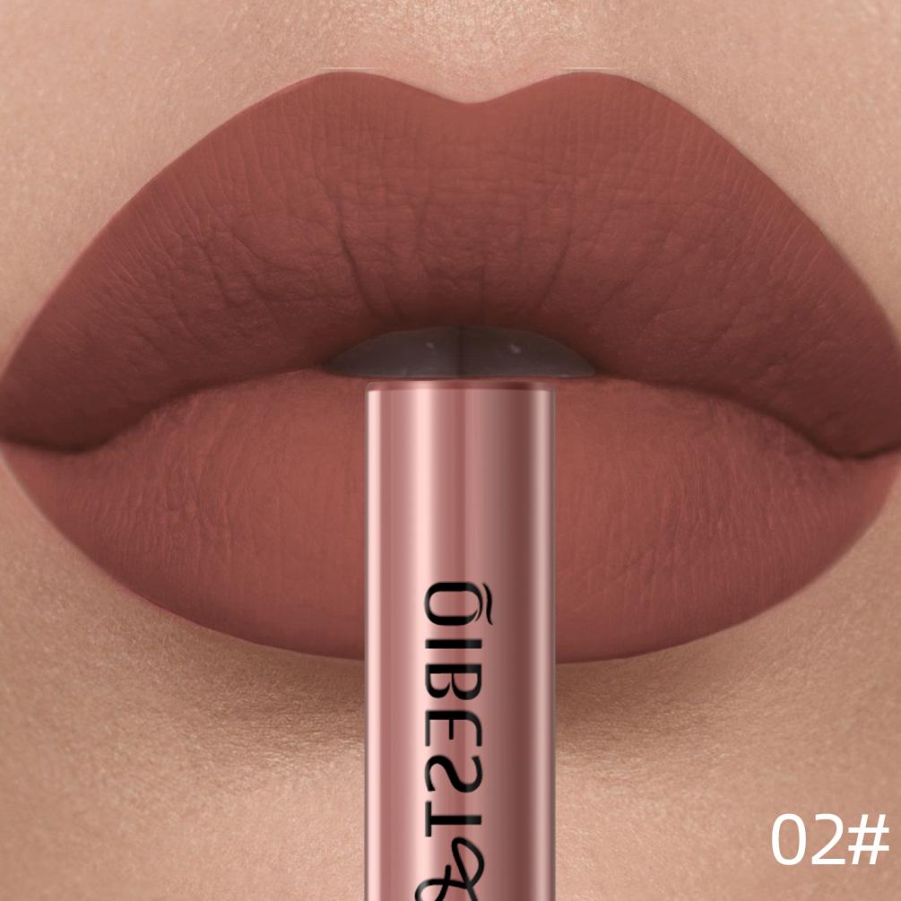 QIBEST Matte Vloeibare Lippenstift Waterdicht Langhoudend Fluweelzachte Lipgloss Tint Tube Mat Nude Pigment Rode Lipgloss Lippen Make-up