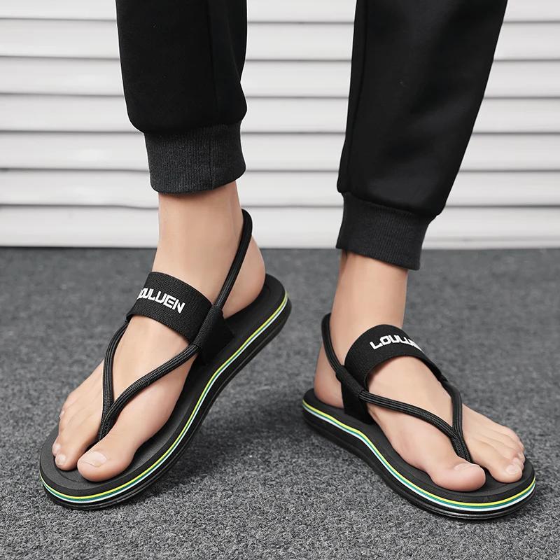 

Webbing Flip-flops for Men Sandals Large Size Color Matching New Summer Beach Indoor and Outdoor Flat Heel Casual Men s Shoes