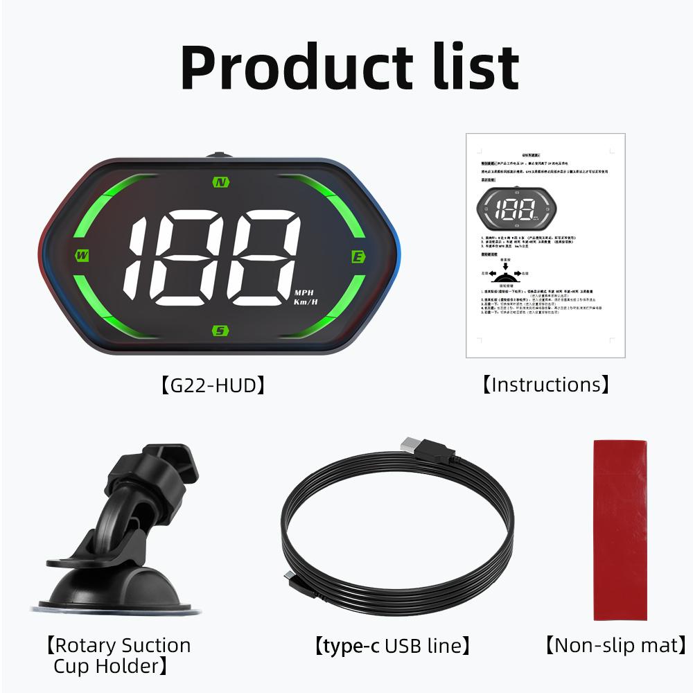 G22 Auto Head-Up-Display GPS-Tachometer für HUD Mit Alarmfunktion Kompass MPH KMH Geschwindigkeitsmesser Für Alle Autos Autozubehör