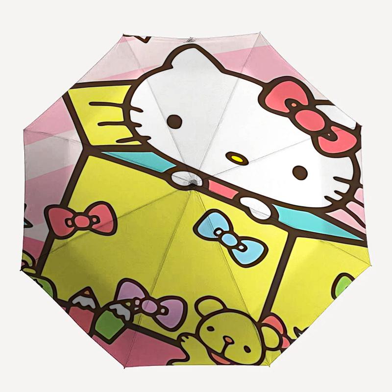 1pc Hello Kitty Automatic Opening Umbrella - Portable Folding Design with 8-Bone Iron Frame, Perfect for Festivals, Travel, Daily Use, and Gifts.D105