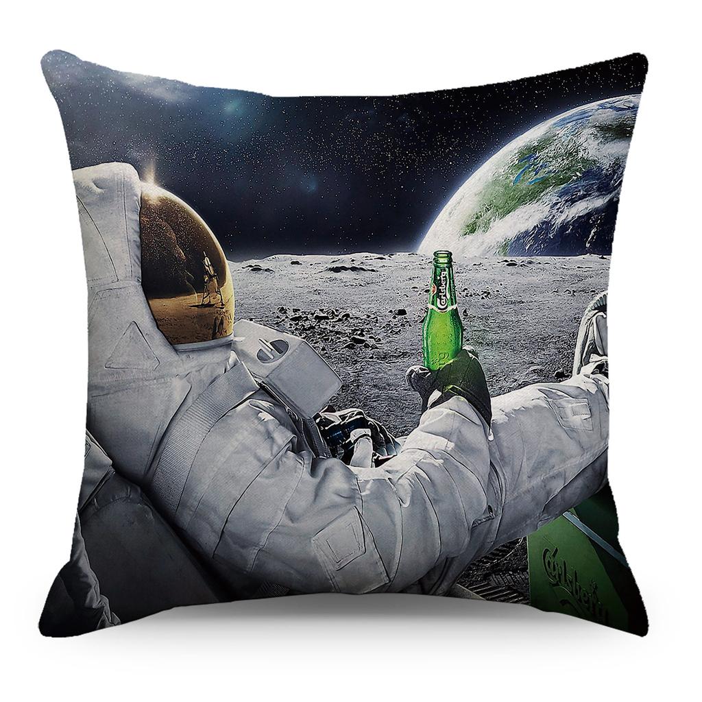 Wish Pillowcase Astronaut Planet Linen Pillow Cushion Cover