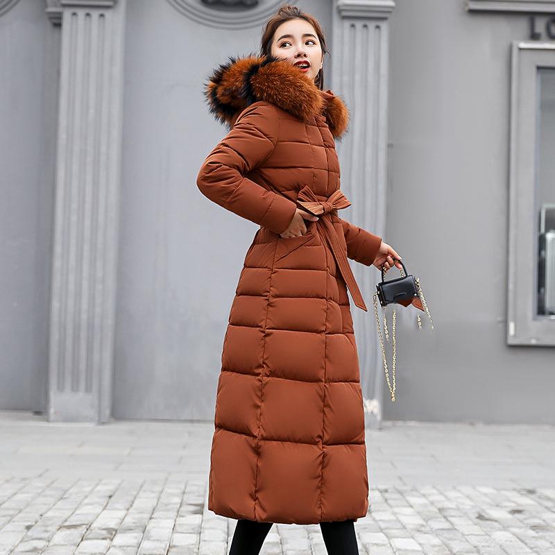 Long Down Parkas Coat Winter Over Knee Fur Collar Hooded Warm Thick Parkas Women Overcoat