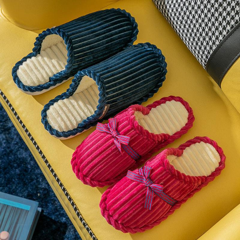 Cotton slippers autumn and winter home household indoor guests plush plush thick bottom non-slip warm couple