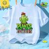 Sommer Rundhals T-Shirt für Jungen Mädchen Lässig Tägliche Kleidung Plants Vs Zombies Niedlich Kawaii Cartoon Mode Street Style 312Y