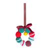 Hand-Knitted Balls Christmas Wreath DIY Knitted Small Wreath Ornament with Mini Jingle Bell for Winter Holiday Home Window Xmas Tree Decor