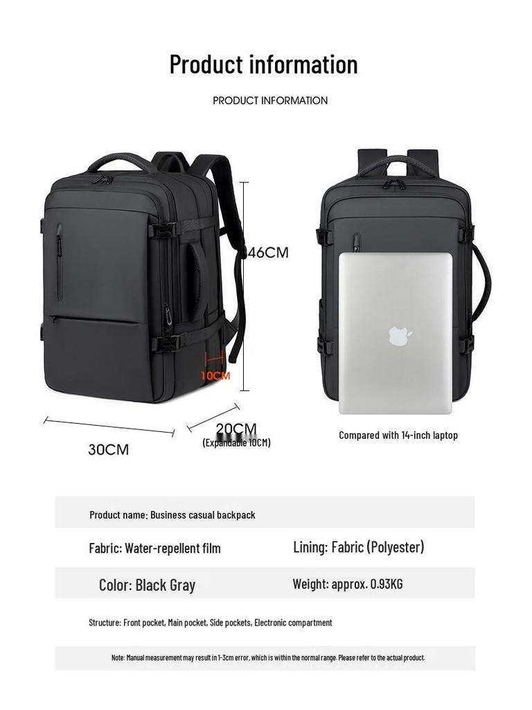 Large Capacity Business Travel Backpack - Multi-Compartment, Water-Resistant Laptop Bag