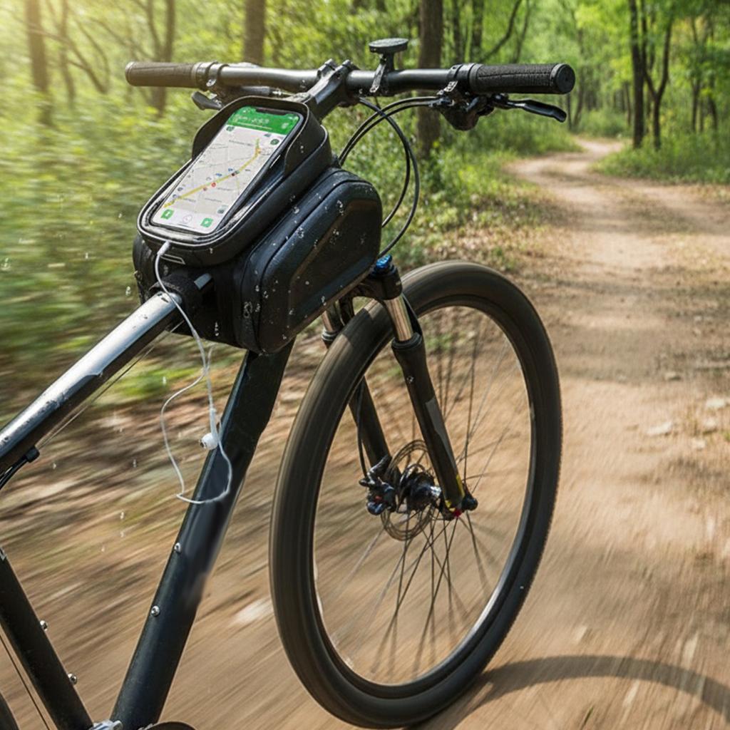 Front Bike Bag Waterproof Bicycle Accessories Bike Phone Bag with TPU Sensitive Touch Screen Cycling Gift for Mountain Racing