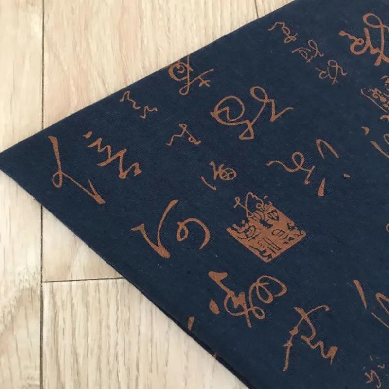 Vintage Chinese Character Printed hemp Linen Fabric Sewing Quilting Fabric Burlap Canvas Material for Patchwork Pillowcase