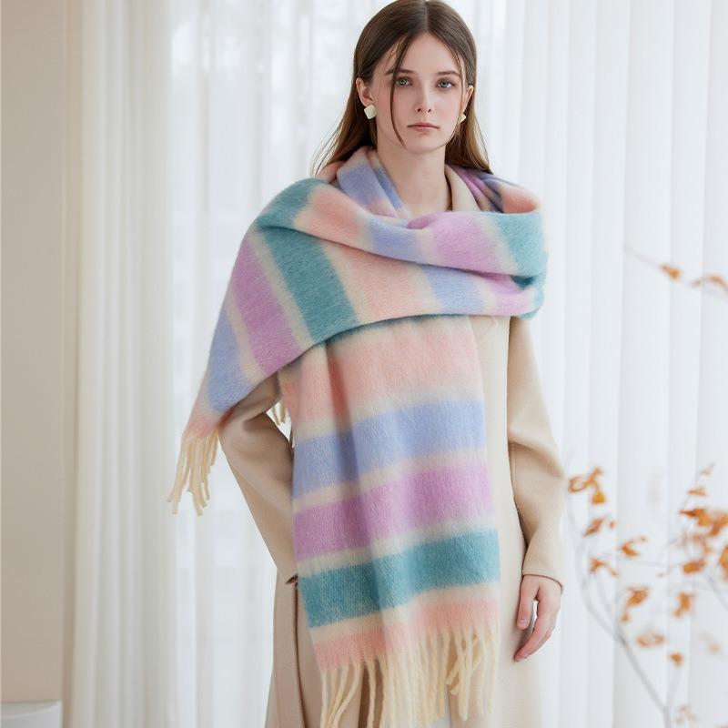 Winter New High-end Thickened Warm Scarf Women's Winter Scarf Dopamine Color Scarf Scarf