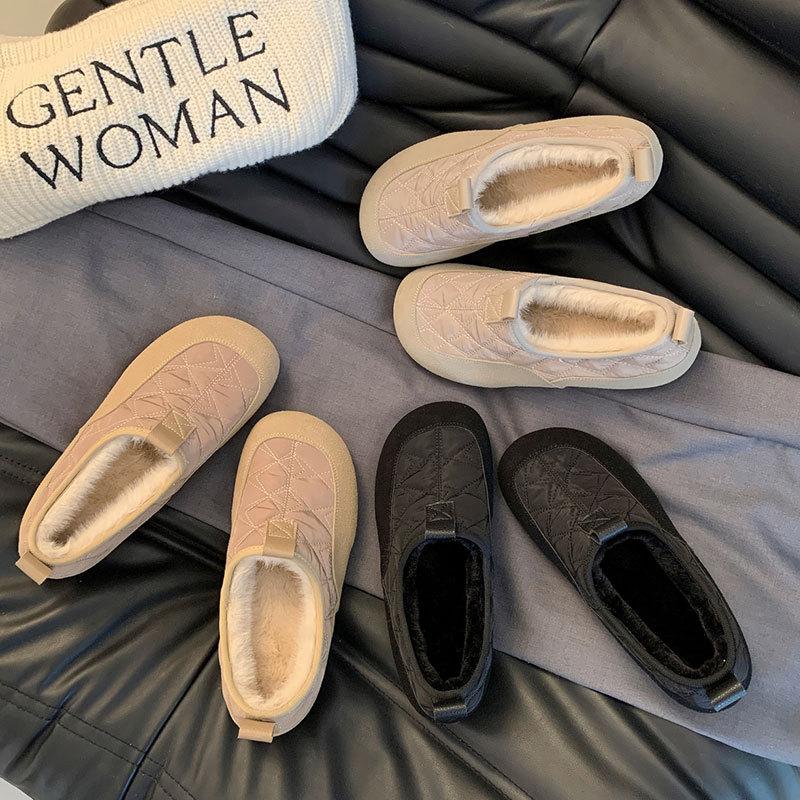 Fashion 2024 Winter New Style Plus Velvet Warm Women Shoes Loafers Soft Bottom Non-slip Waterproof Fashion Cotton Shoes Casual Sneakers