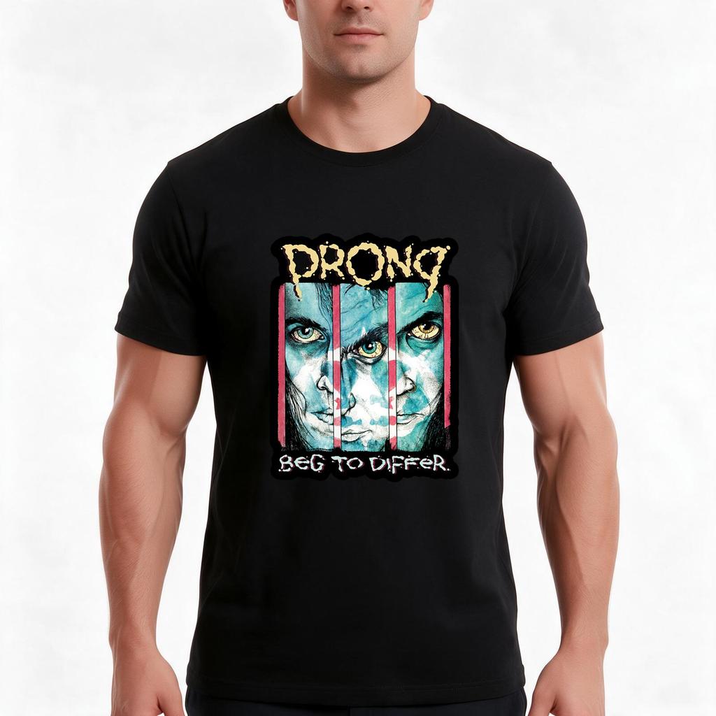 The Prong Tshirt Summer Casual Cotton Tee Oversized Streetwear Tops Vintage Graphic Print Loose Fit Short Sleeve