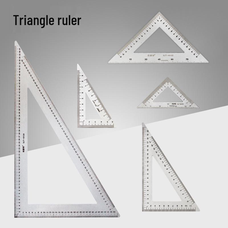 Stainless Steel 90° & 45° Right Angle Triangle Ruler for Woodworking & Decoration