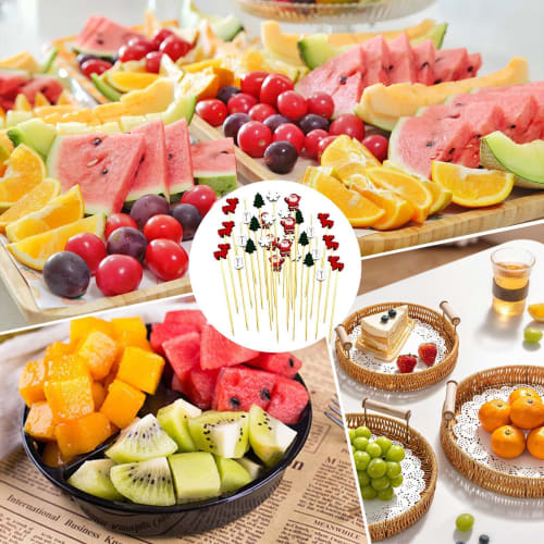 100-Pack Disposable Bamboo Toothpicks, Cocktail Picks, Hors d'oeuvre Pins, Christmas Ornaments, Christmas Decorations, Christmas Tree Decorations, Rei