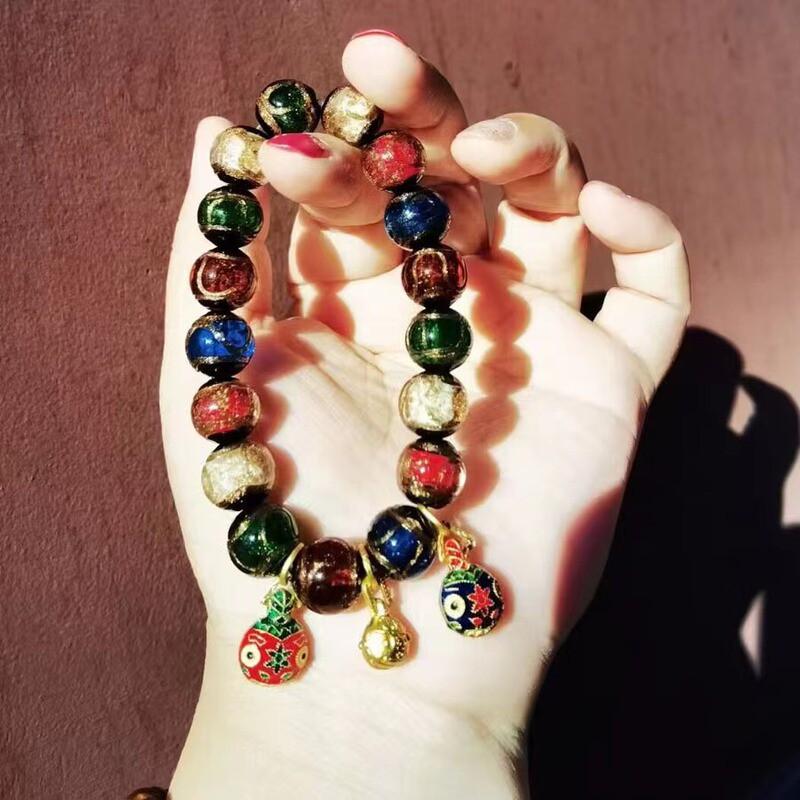 Handcrafted Enamel Beaded Bracelet With Mythical Beast Charm Bohemian Style Unisex Jewelry Travel Gift
