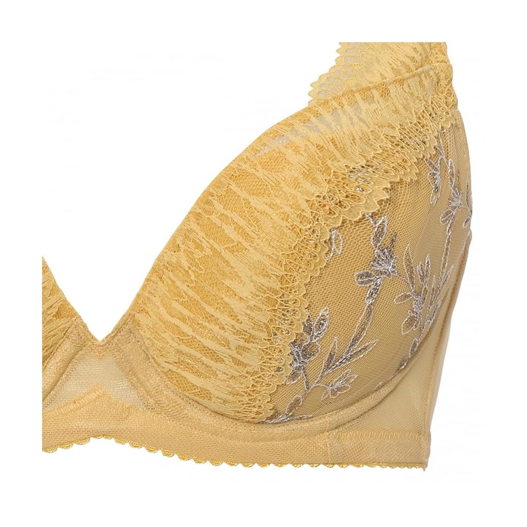 AMOSTYLE Natural Slim Quiet M012 B75 Size Bra, Garden, (Yellow),