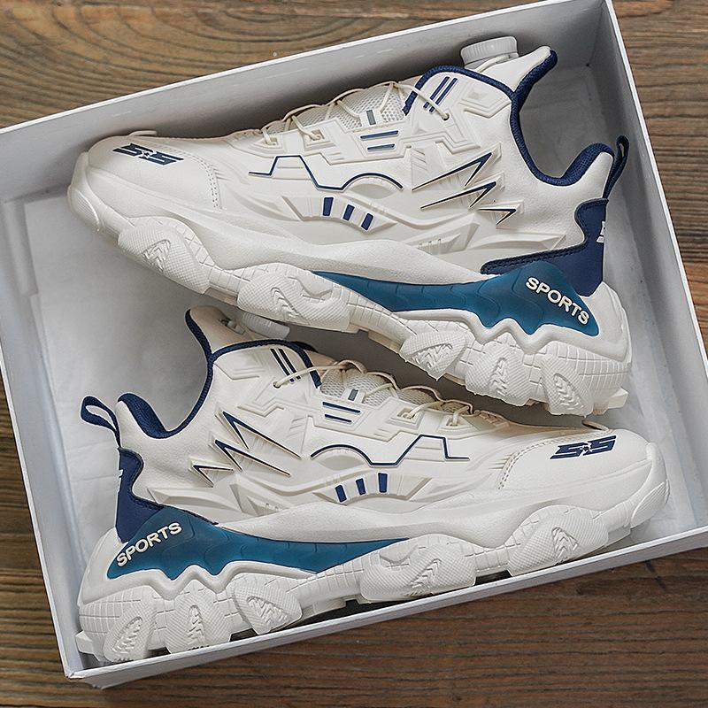 Men's shoes autumn and winter new rotating button mecha thick sole heightening men's versatile sports and leisure high-top dad shoes