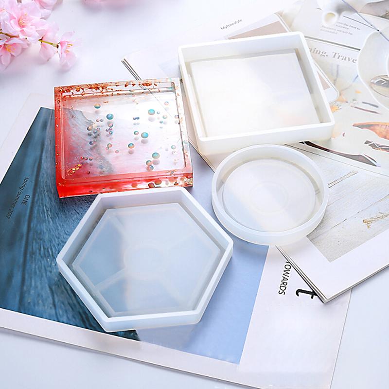 Coaster Resin Silicone Cup Mat Pad Mold Jewelry Making Epoxy Mould Tool Craft