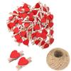 Mini Wooden Heart Clothespins, Multicolor Small Clothespins with Heart,  Tiny Clothes Pins with String for Photos Display,DIY Craft,Wedding Decor