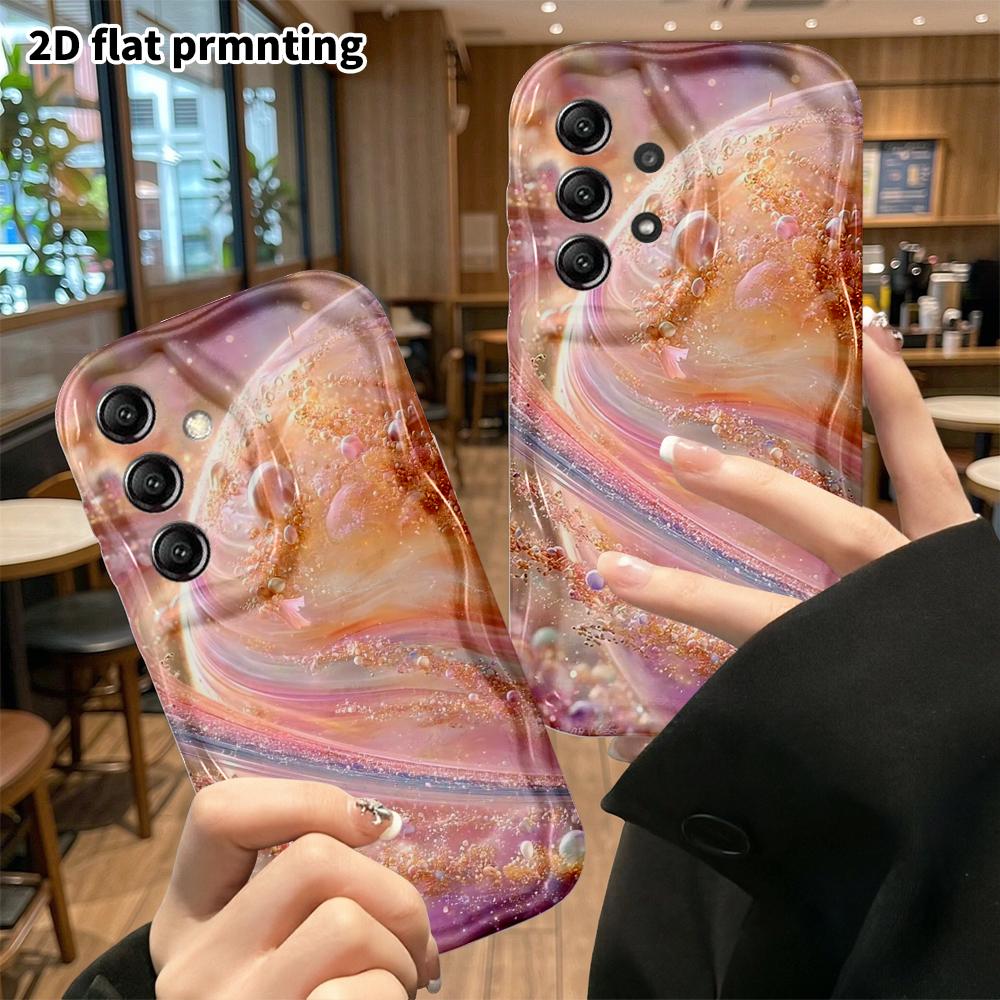 Phone Case: 2D Flat Samsung Galaxy A34 A35 M05 M06 S20 S22 S21 FE Plus 5G Protective Case, Pink-Purple Saturn, Christmas and Halloween Gift