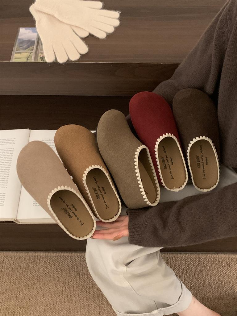 Retro non-slip thick-soled heightened half-drag Birkenstocks women's 2025 new autumn versatile soft-soled outer bag head slippers