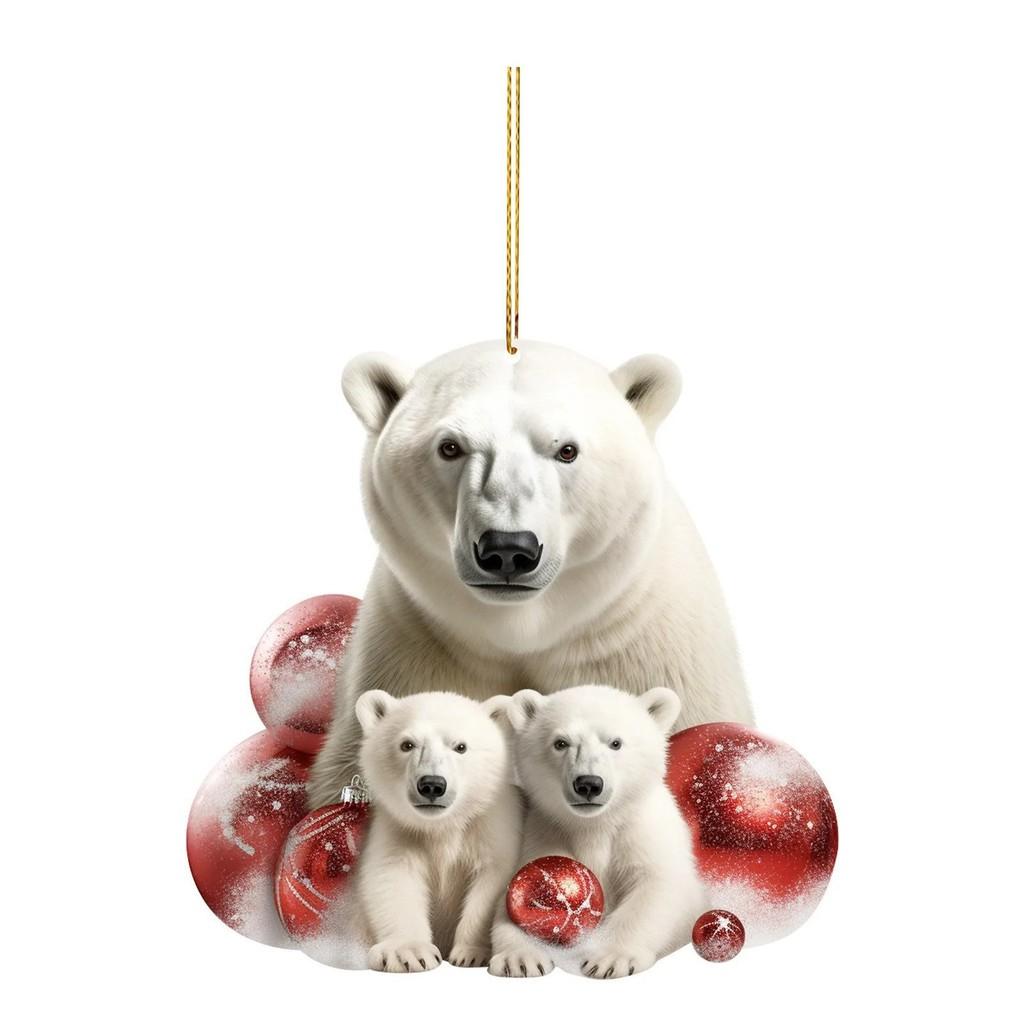 

Игривая семья белых медведей Арктики Рождественский декор Акриловое украшение для праздничного интерьера автомобиля 3