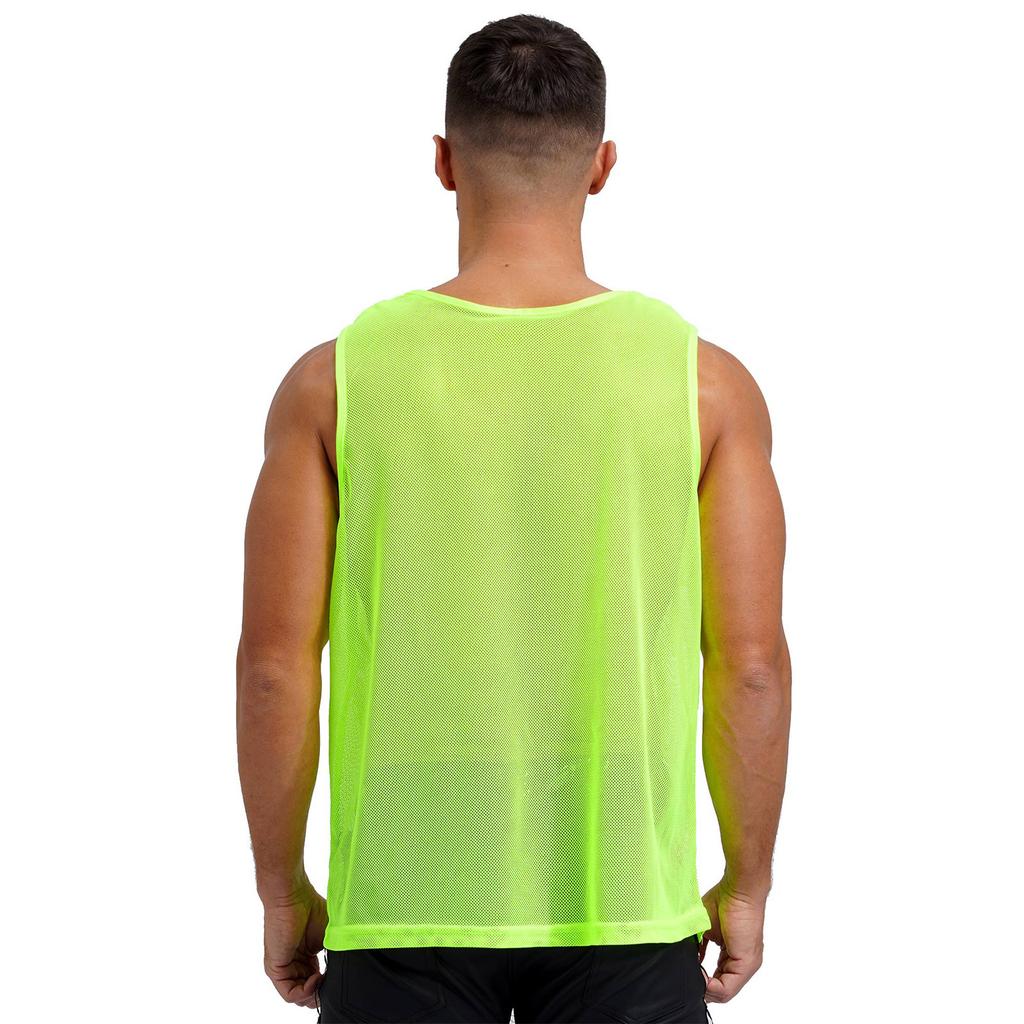 Herren Netz-Trainingsweste mit Aussparungen, Rundhalsausschnitt, Ärmellos, Tanktop, Teamsportbekleidung