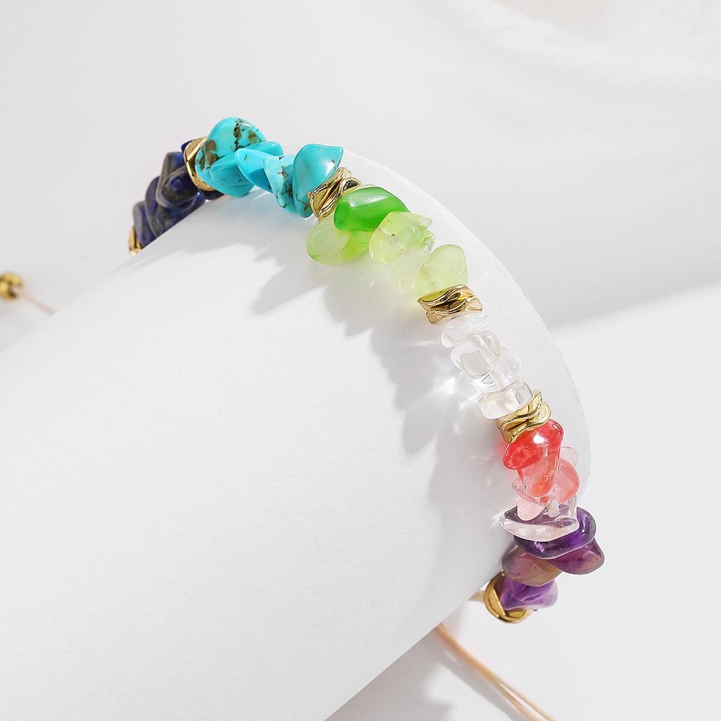 Natural Crystal Bracelet, Dopamine, Casual, Crushed Stone, Woven Bracelet, Adjustable, Jewelry, Accessories