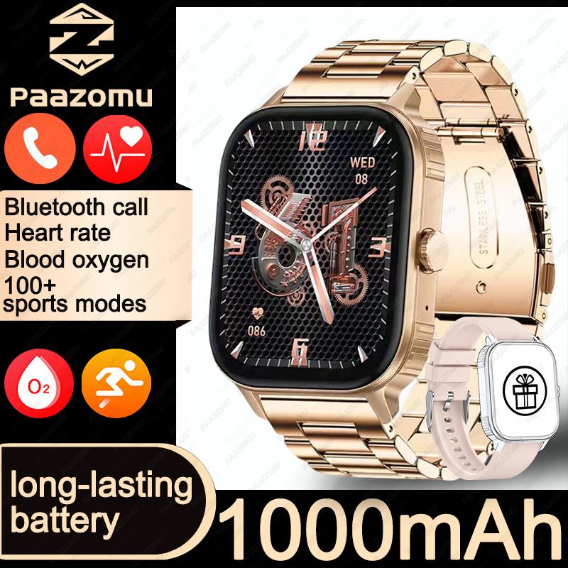 2.04-inch Ultra Smart Watch For Men Women 1000mAh High Capacity Battery Outdoor Sports Fitness Health Monitoring Smartwatch
