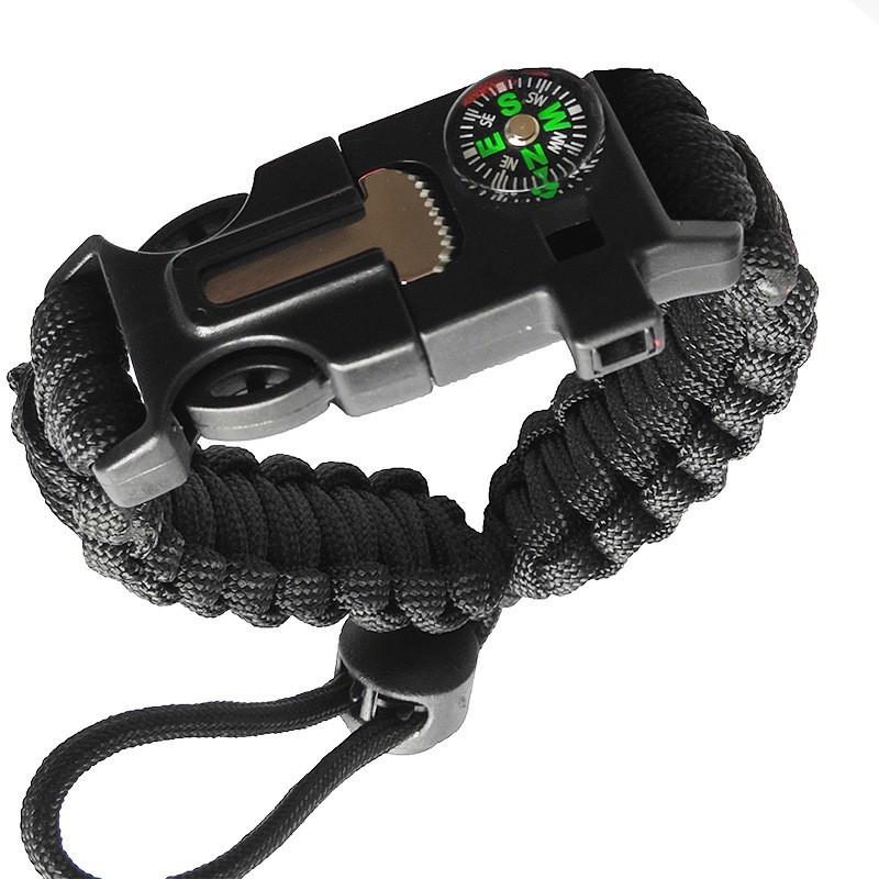 5-in-1 Multifunctional Survival Paracord Bracelet with Compass for Outdoor Travel and Climbing