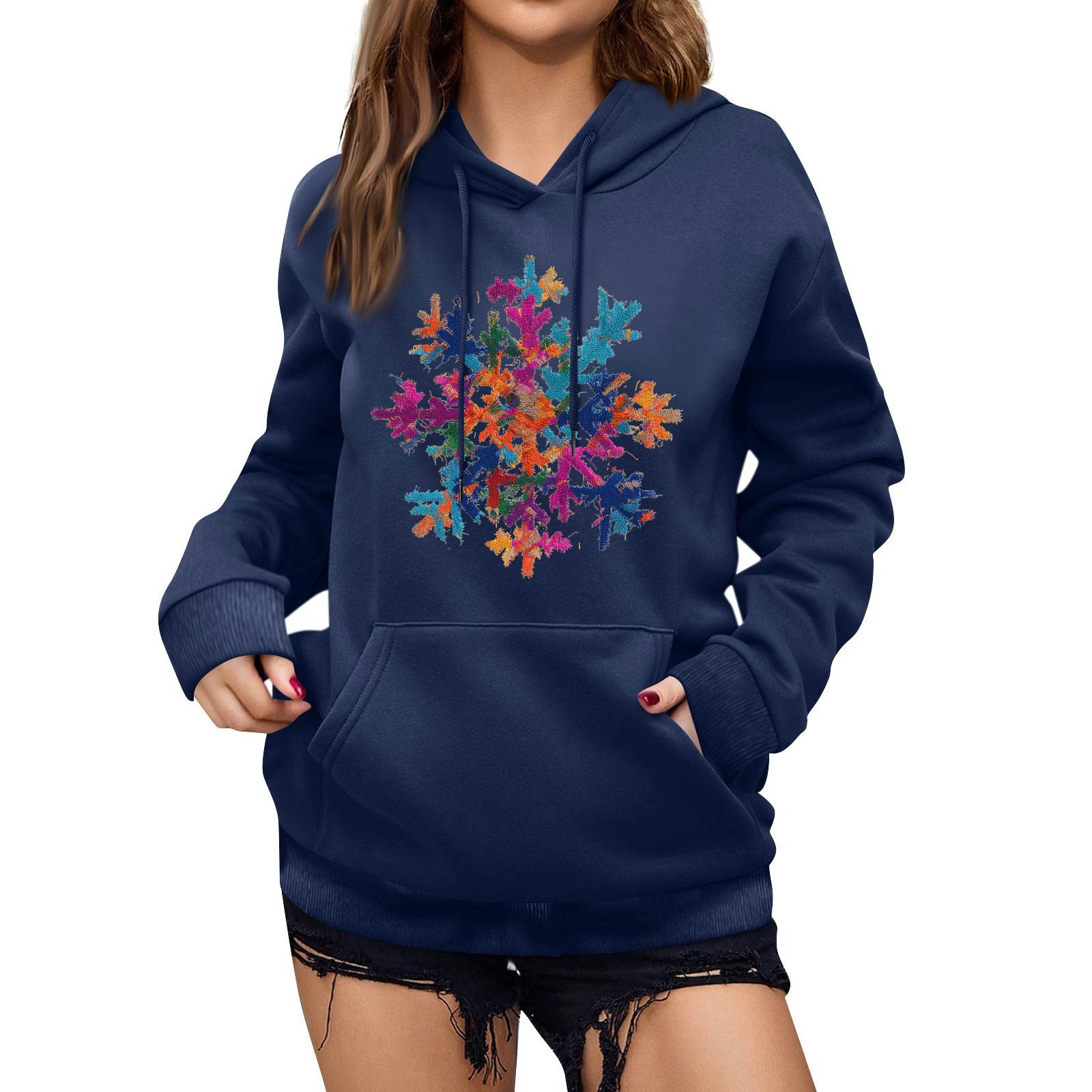 

Women s Winter Christmas Printed Pullover Hooded Sweatshirt Fleece Long Sleeve Sweatshirt S