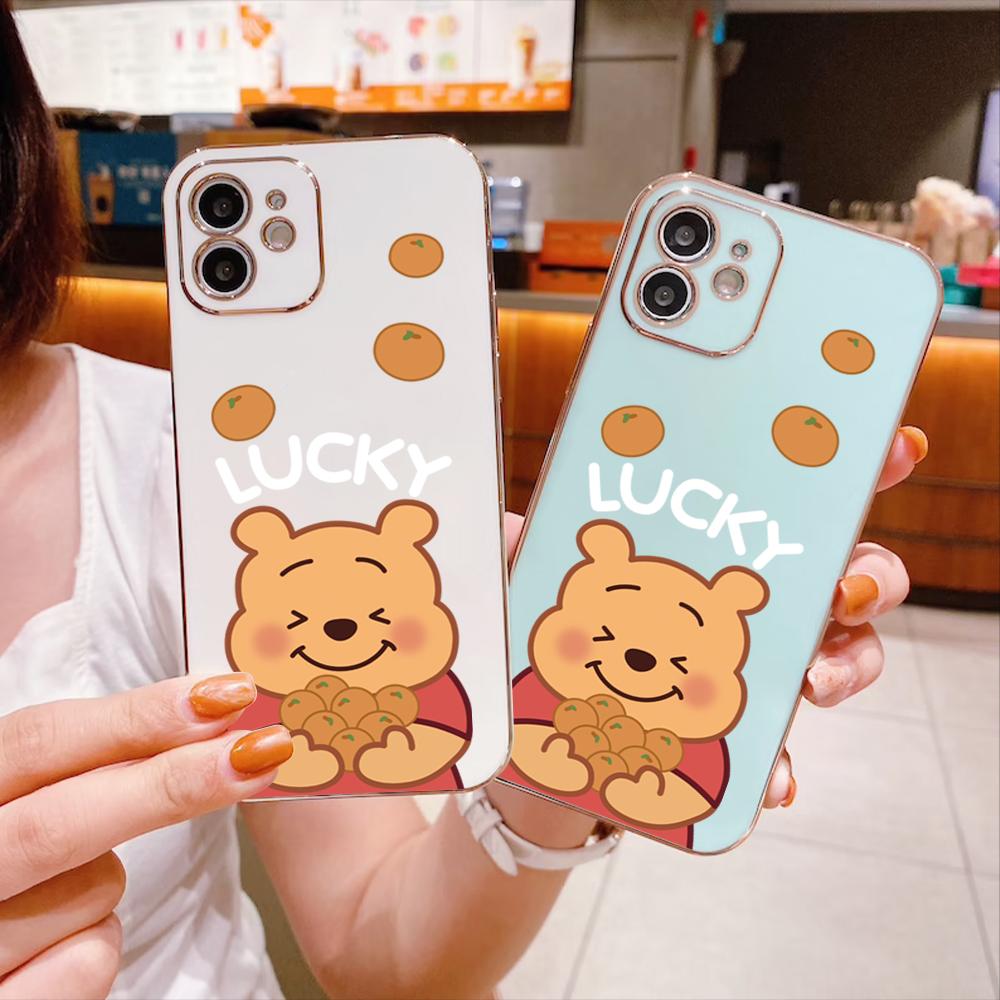 

Мягкий чехол с квадратным краем и рисунком медведя Лаки Пуха, чехол для телефона из ТПУ с роскошным покрытием для OPPO