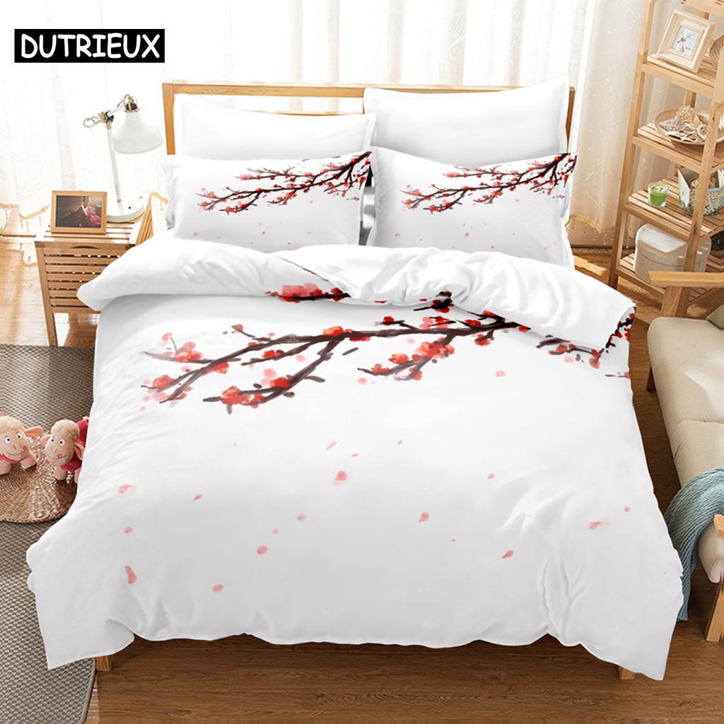 Floral Duvet Cover Sets Double Bed Scenic Quilt Cover Single Bed Queen Bedding Set With Pillowcase 220X240Cm 3Pcs 2Pcs Polyester