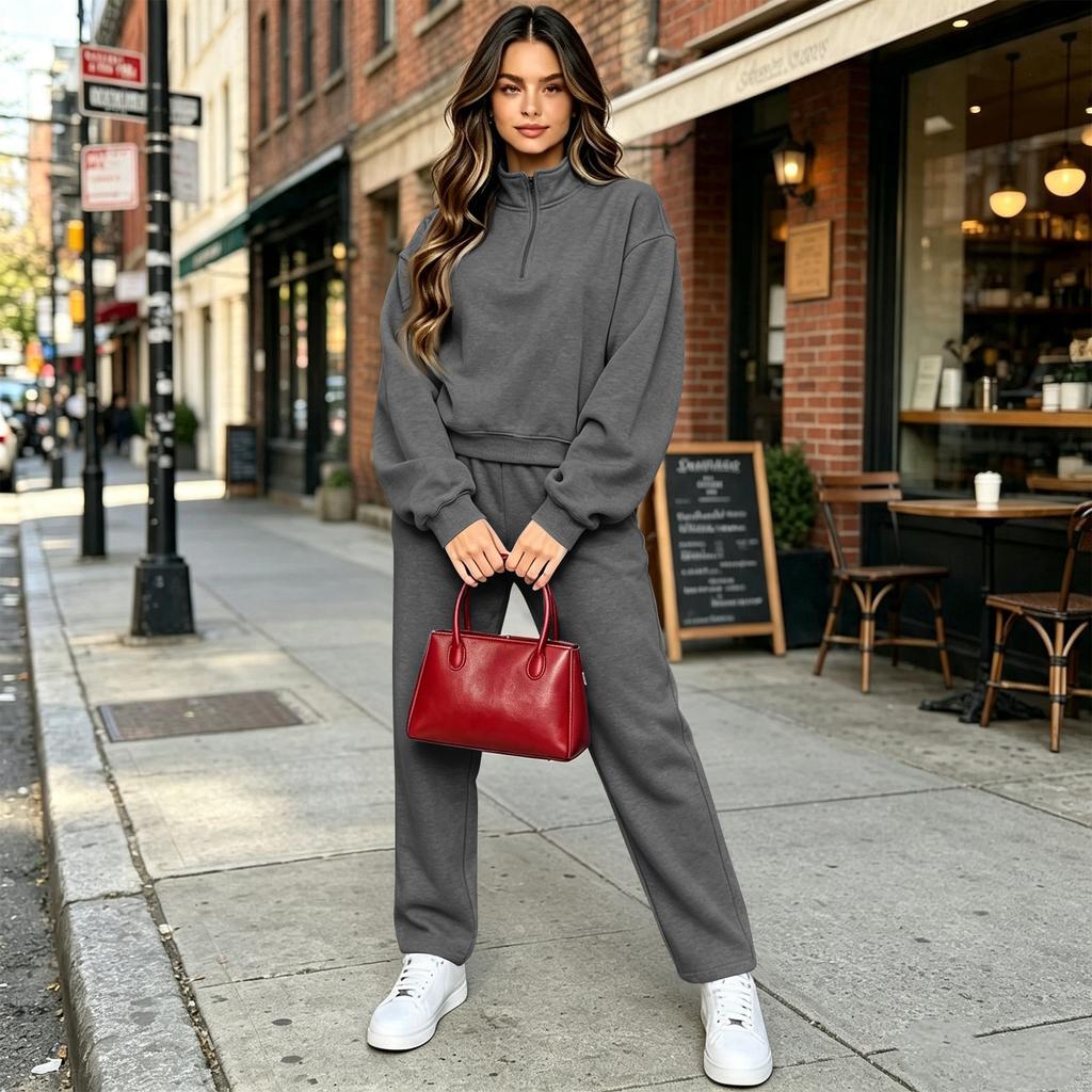 Women's Casual Long Sleeve Sweatshirt and Pants 2 Piece Set, Outfit for Home