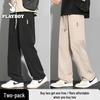 PLAYBOY Men's Summer Ice Silk Straight-Leg Pants