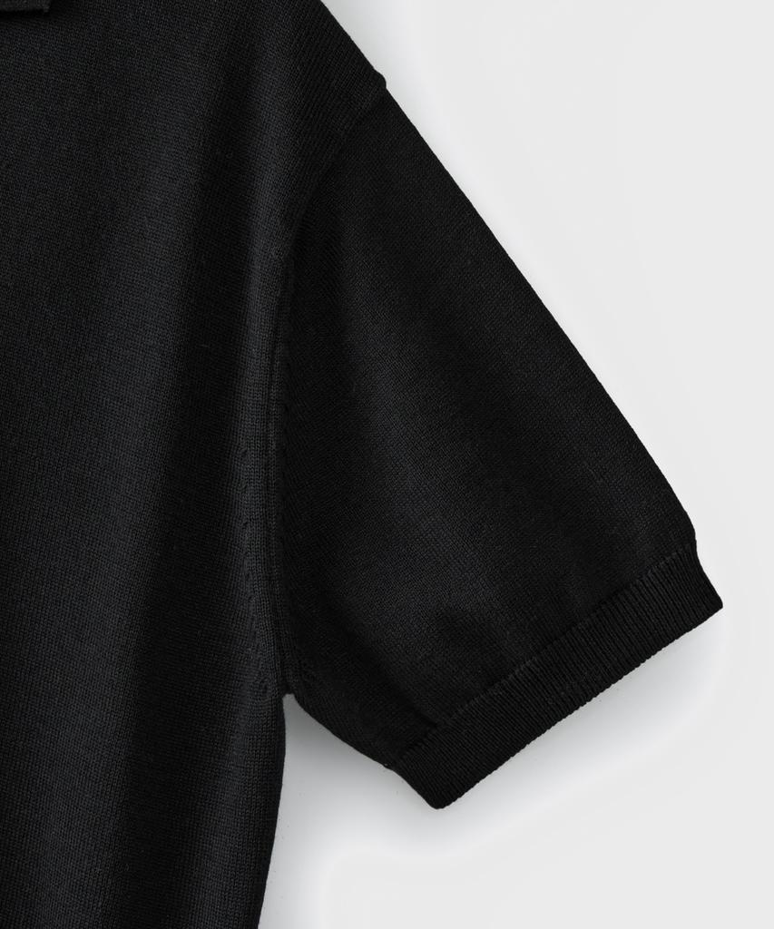 Beulaendideu Solid Open Collar Half Knit [Black]