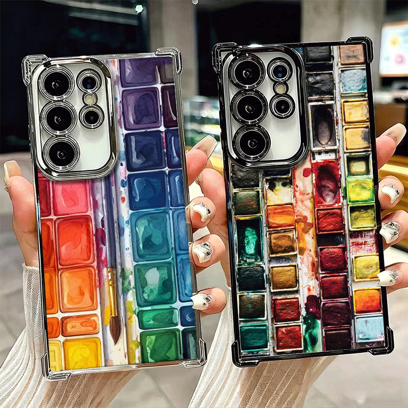 Watercolors Set Paint Palette Soft Phone Case For Samsung Galaxy S26 Ultra S25 Edge S24 FE S23 Plus S22 S21 + S20 Plating Anti-F