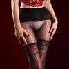 Fake Two-Piece Two-Tone Lace Trim Aurora Long Stockings Ultra-Thin Glossy Smooth Seamless Crotch Fake Over-the-Knee Stockings