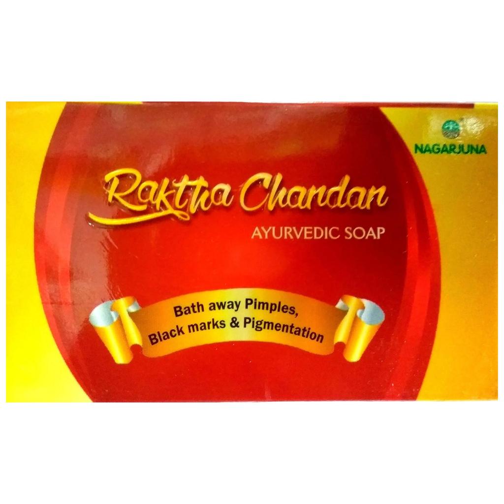 Nagarjuna Sapone Ayurvedico al Sandalo Rosso Detergente Naturale per la Pelle Barra da Bagno Per la Cura Quotidiana Delicata 75 g X Confezione da 4