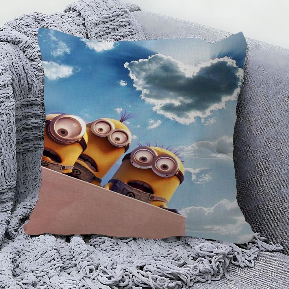 Almohada de Dibujos Animados-M-Minions Almohada de Anime Funda para Almohada de Sofá Cama Cabecero Funda para Cojín 45x45 Cm Moda
