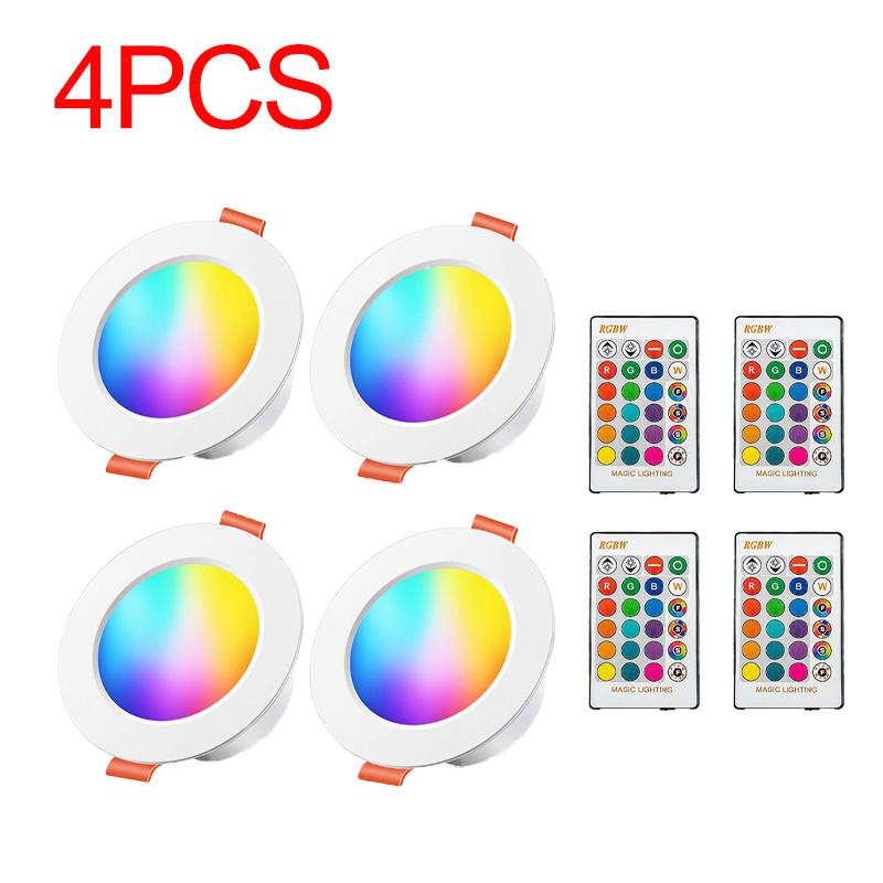 1/2/3/4PCS RGB LED Downlight 16colors Dimmable Spotlight 10W/15W IR Remote Led Down Light For Room Decor AC220V LED Panel